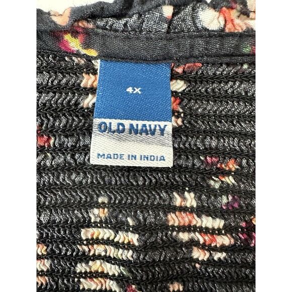 Old Navy Dress Womens Size 4X Black Flower Maxi‎ Boho Bohemian Fall Long Sleeve - Picture 3 of 9